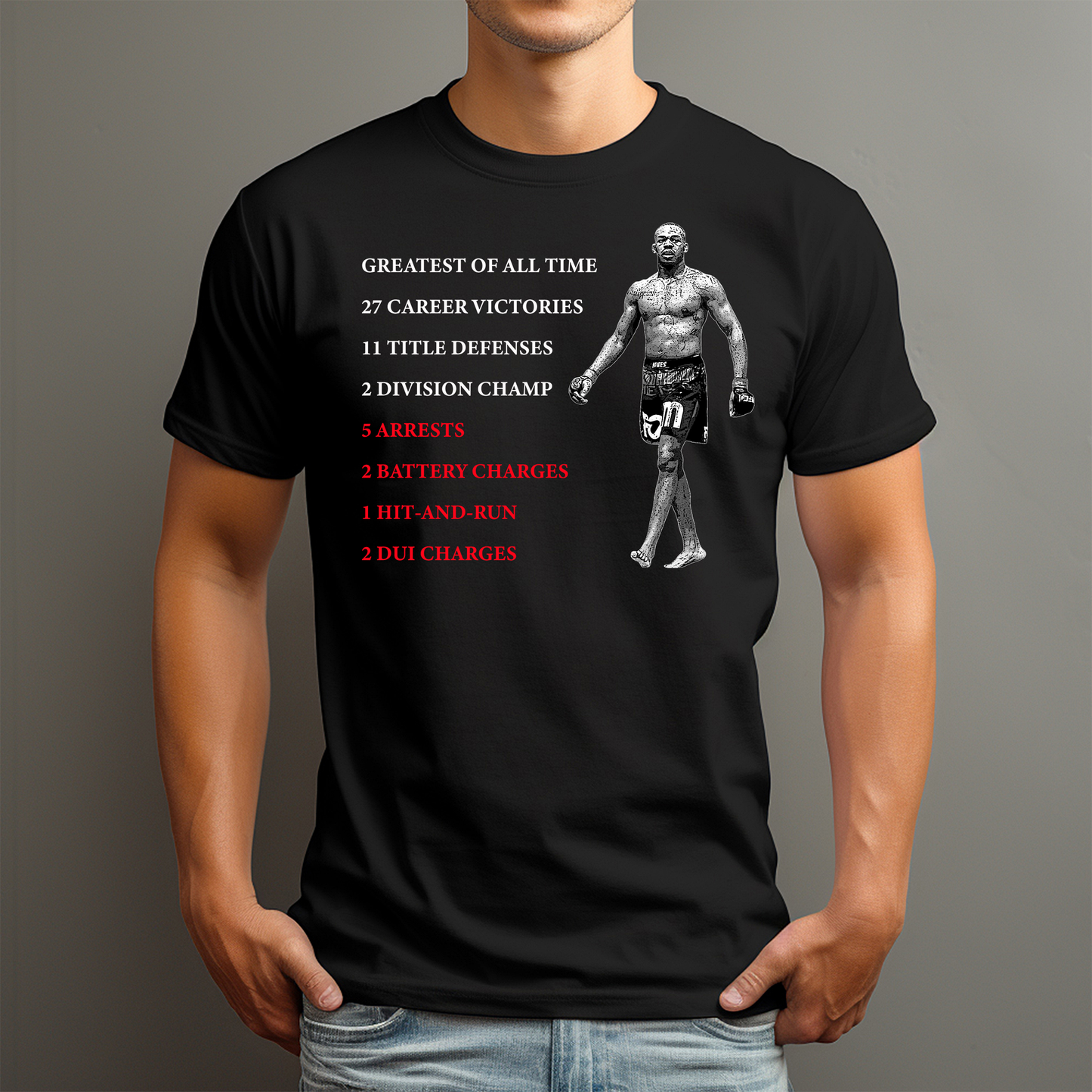 Jon Jones "Fight And Criminal Resume" Tee