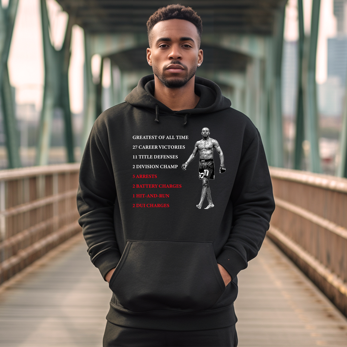 Jon Jones "Fight and Criminal Resume" Hoodie