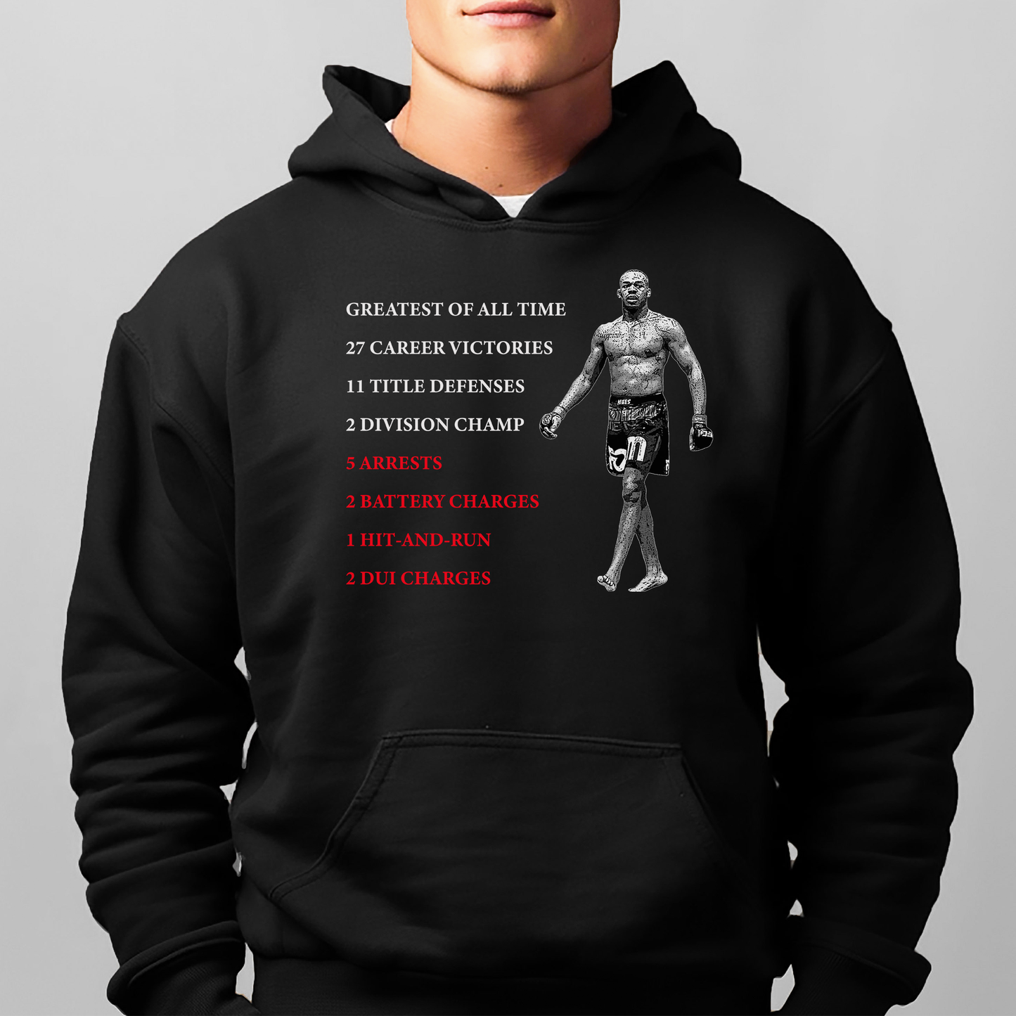 Jon Jones "Fight and Criminal Resume" Hoodie